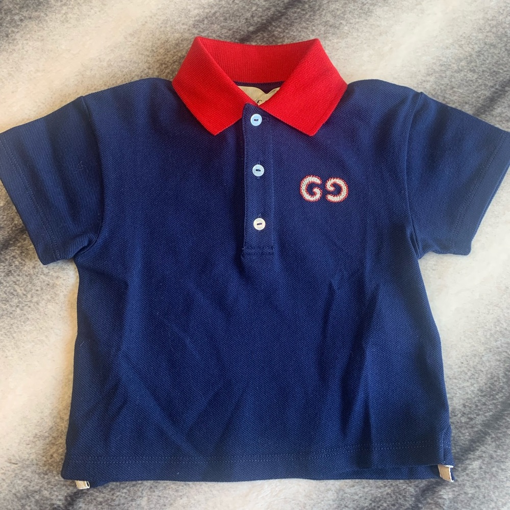 { Gucci } GG Stretch Cotton Pique Polo Infant